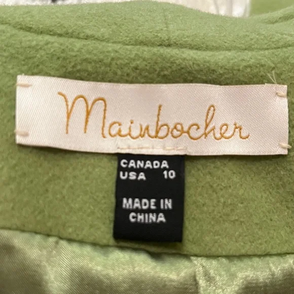 MAINBOCHER Green Cashmere Wool Vintage Open Jacket Size 10 - Picture 8 of 9